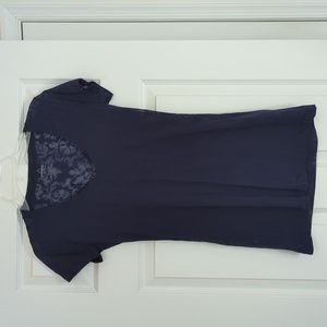 Navy sheer floral T-shirt Express